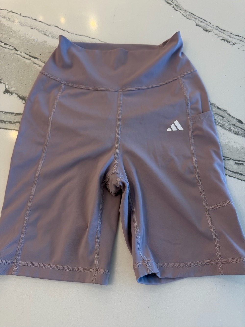 adidas High-Rise Lavender Bike Shorts with Side Pocket